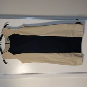 DKNY, 10, tan and blue sheath dress